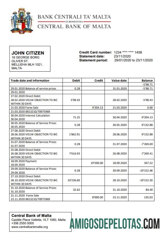 Malta Central Bank Of Malta amostra